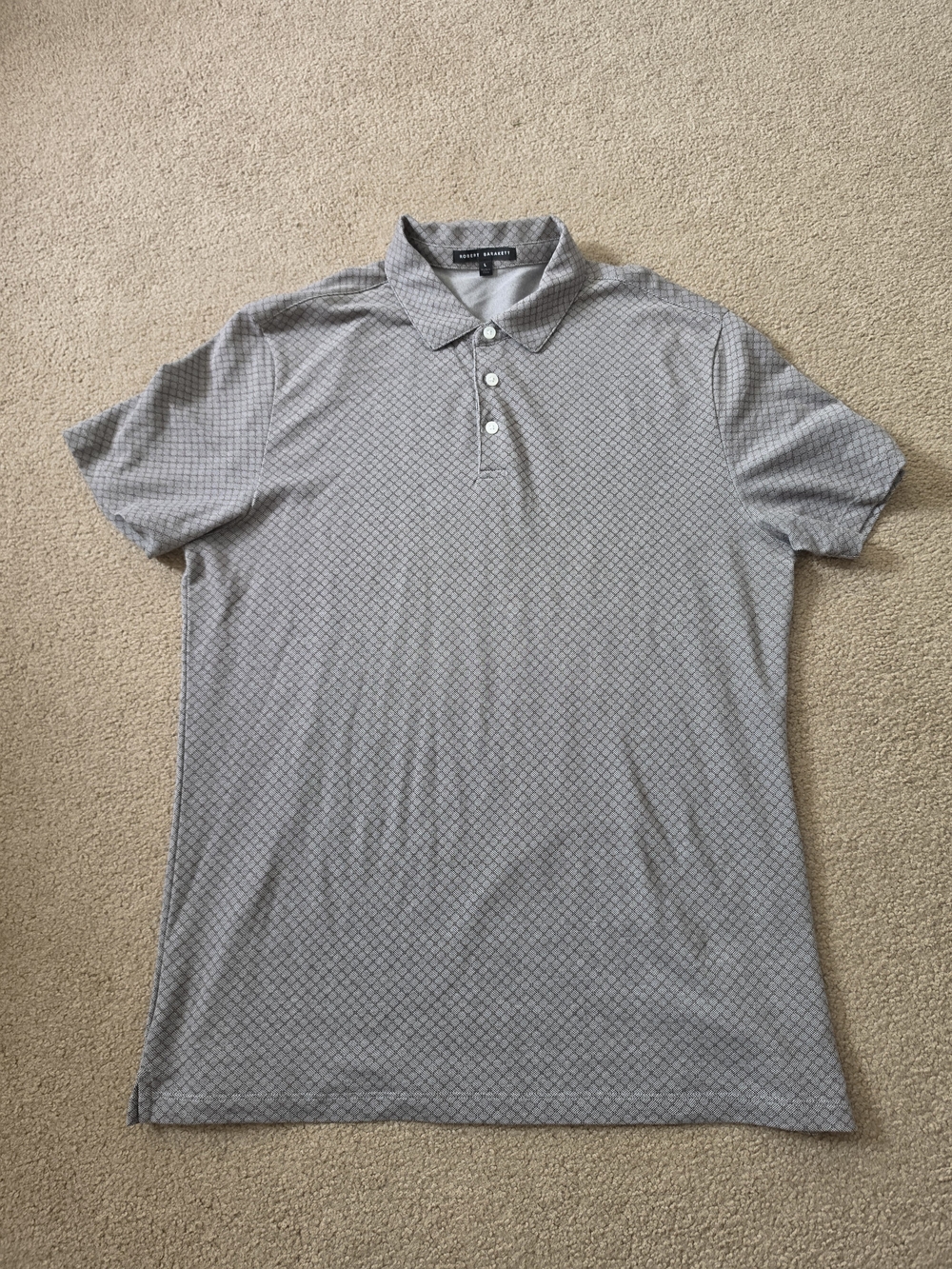 Robert Barakett Men's Light Gray Patterned Polo